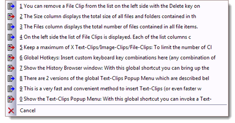 A global shortcut shows the ClipSmartPro popup menu