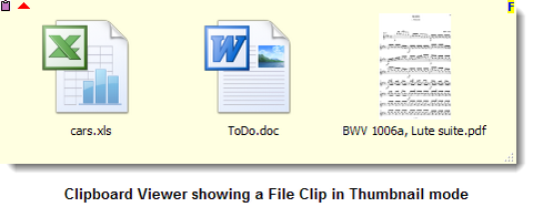 Clipboard Viewer showing a File Clip in Thumbnail mode
