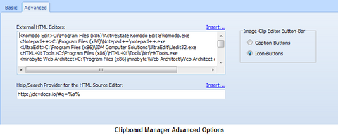 ClipSmartPro History-Browser Advanced Options